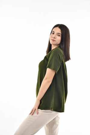 Bluza cu maneca scurta si un nasture - Negru [3]