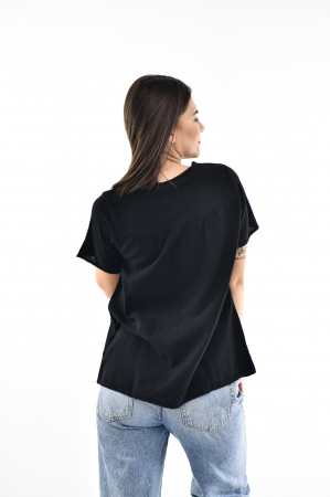 Bluza cu maneca scurta si un nasture - Negru [5]