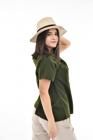 Bluza cu maneca scurta si un nasture - Negru [8]