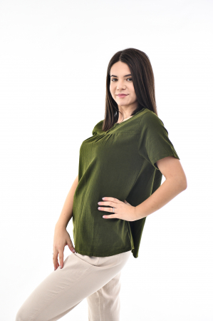 Bluza cu maneca scurta si un nasture - Negru [4]