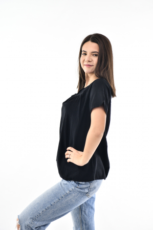 Bluza cu maneca scurta si un nasture - Negru [4]