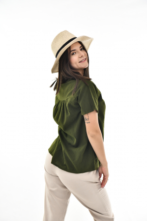 Bluza cu maneca scurta si un nasture - Negru [9]