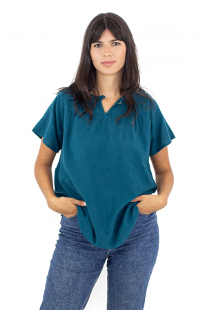 Bluza cu maneca scurta si un nasture - Negru [0]