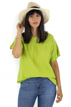 Topuri - Bluza cu maneca scurta si un nasture - Negru