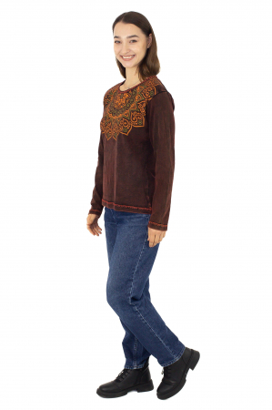 Bluza dama din bumbac cambrata - Mustar [2]