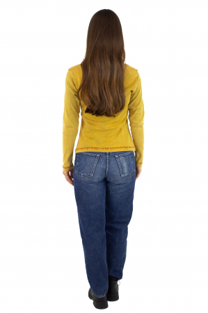 Bluza dama din bumbac cambrata - Mustar [3]