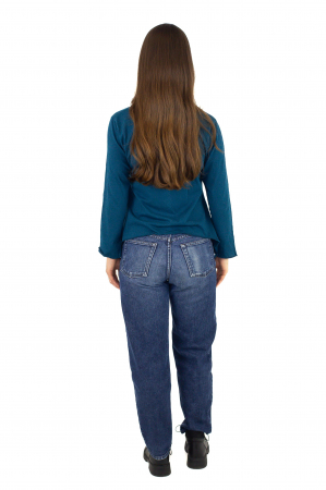 Bluza din 100% bumbac cu imprimeu floral - Teal [3]