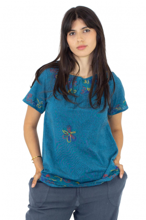 Topuri - Bluza din bumbac cu broderie  - Color combo 7