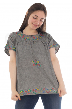 Topuri - Bluza din bumbac cu broderie  - Color combo 8
