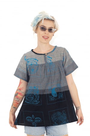 Topuri - Bluza din bumbac cu maneca scurta - Verde
