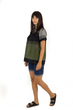 Bluza din bumbac cu maneca scurta - Verde [2]