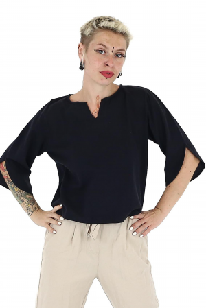 Topuri - Bluza din bumbac Karen V2 -Negru