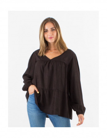 Bluză lejeră cu model - Negru [0]