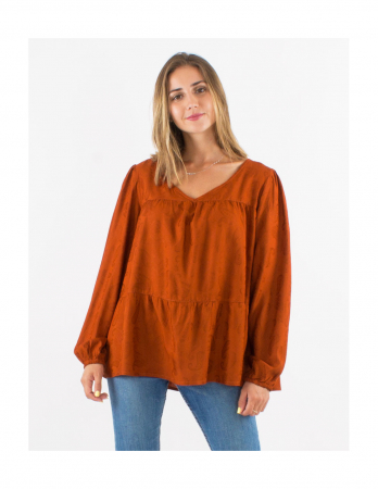 Îmbrăcăminte - Bluză lejeră cu model - Ruginiu