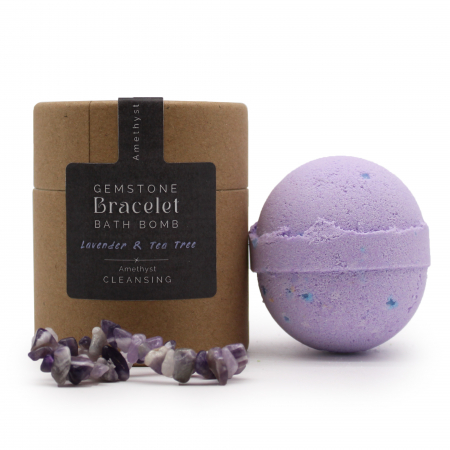Produse pentru Baie - Bomba Spumanta de Baie cu Bratara Ametist -Lavander & Tea Tree