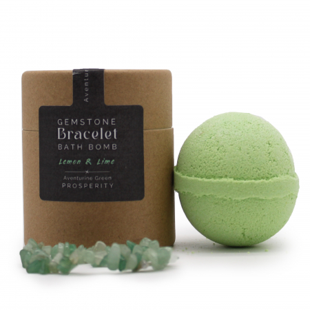Produse pentru Baie - Bomba Spumanta de Baie cu Bratara Aventurin Verde - Lamaie si Lime
