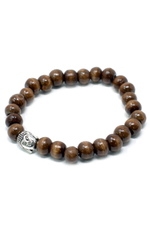 Bijuterii - Brățără din Lemn cu Talisman Buddha - Maro