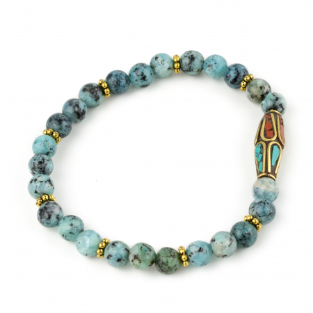 Bratara Fixa cu Detalii Aurii si Piatra Centrala Decorativa - African Turquoise [1]