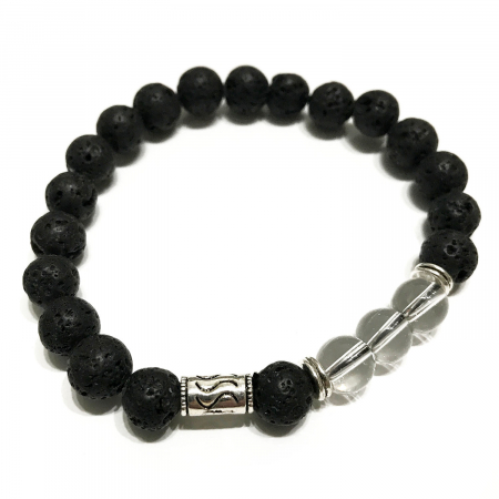 Bijuterii - Brățară Lava Stone - Pietre Semiprețioase  Cuarț Montan și Talisman Tribal