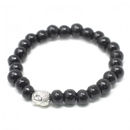Bijuterii - Brățără din Lemn cu Talisman Buddha - Negru