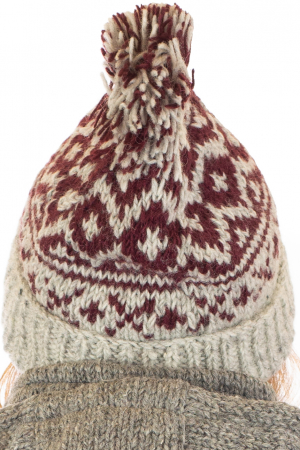 Caciula din lana - Grey and Burgundy [5]