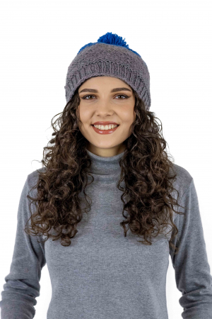 Căciulă călduroasă din 100% lână căptușită cu polar - Gri și Albastru [1]