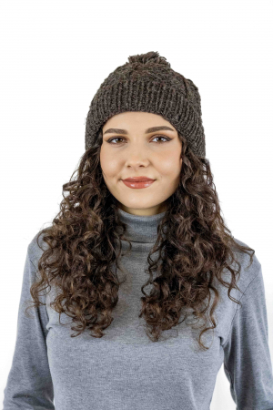Caciula calduroasa din lana captusita cu polar intr-o culoare cu mot - Maro [1]