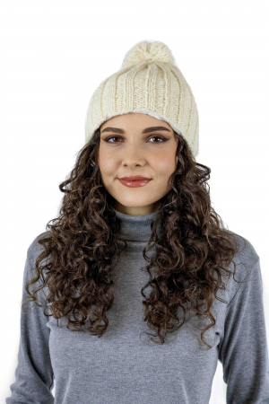 Caciula calduroasa din lana captusita cu polar intr-o culoare - Alb [1]