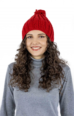 Căciulă călduroasă din lână căptușită cu polar într-o culoare - Roșu [1]
