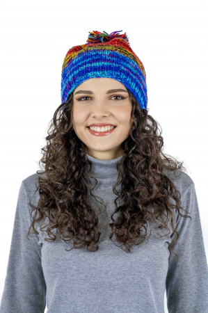Căciuli - Căciulă din lână cu moț - Multicolor 2