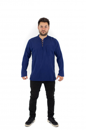 Camasa cu maneca lunga cu patru nasturi si buzunar - Verde [1]