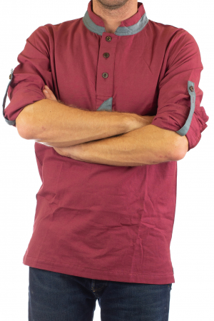 Camasa cu maneca lunga - Grey Collar - Visiniu [4]