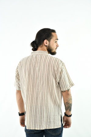 Camasa cu maneca scurta in dungi - Bej [3]