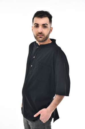 Camasa cu maneca scurta soft cotton - Albastru Prafuit [1]