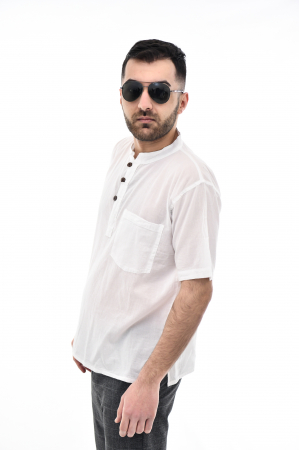 Camasa cu maneca scurta soft cotton - Albastru Prafuit [3]