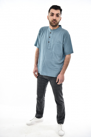 Camasa cu maneca scurta soft cotton - Albastru Prafuit [3]