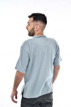 Camasa cu maneca scurta soft cotton - Albastru Prafuit [4]