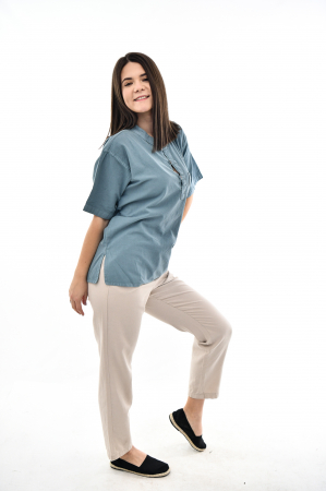 Camasa cu maneca scurta soft cotton - Albastru Prafuit [13]