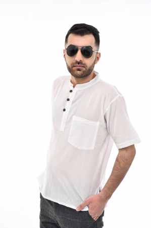 Camasa cu maneca scurta soft cotton - Albastru Prafuit [6]