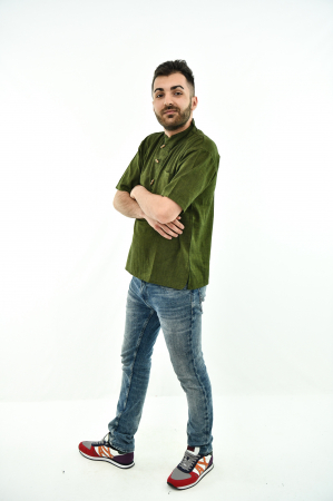 Camasa cu nasturi de lemn - Maro [3]