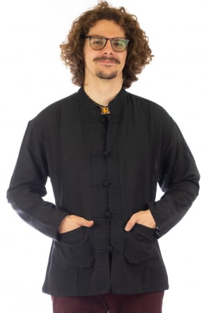 Camasa cu nod chinezesc - Chinese knot shirt - Negru - Model 2 [2]