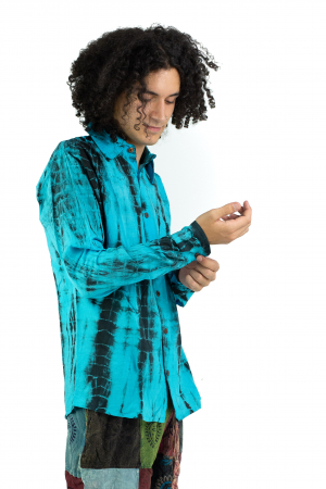 Camasa din bumba cu maneca lunga - Tye Dye print - TURCOAZ [3]