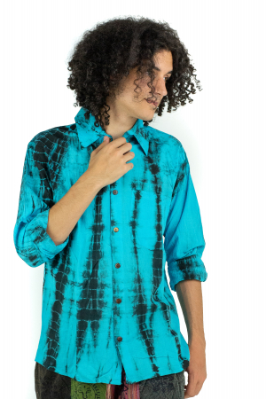 Camasa din bumba cu maneca lunga - Tye Dye print - TURCOAZ [6]