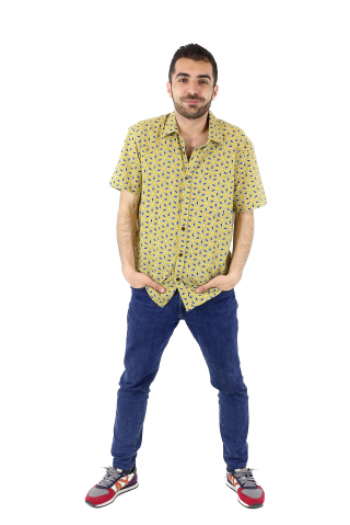 Cămașă din bumbac cu mânecă scurtă - Galben [2]
