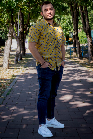 Cămașă din bumbac cu mânecă scurtă - Galben [6]