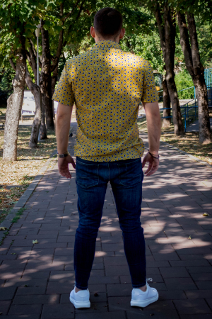 Cămașă din bumbac cu mânecă scurtă - Galben [8]