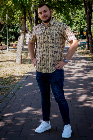 Camasa din bumbac cu maneca scurta si print all over efectuat manual - Model 3 [3]