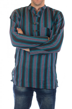 Camasa lejera de bumbac cu maneca lunga- Dungi - Multicolor [1]