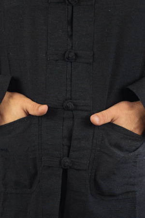 Camasa cu nod chinezesc - Chinese knot shirt - Neagra [2]