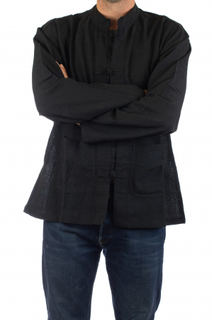 Camasa cu nod chinezesc - Chinese knot shirt - Neagra [3]